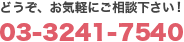 お気軽にご相談下さい：03-3241-7540